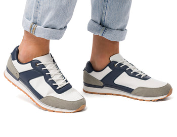 Sneakers bianche da uomo con dettagli blu e grigi Riflessi Urbani, Uomo, SKU m114002158, Immagine 0